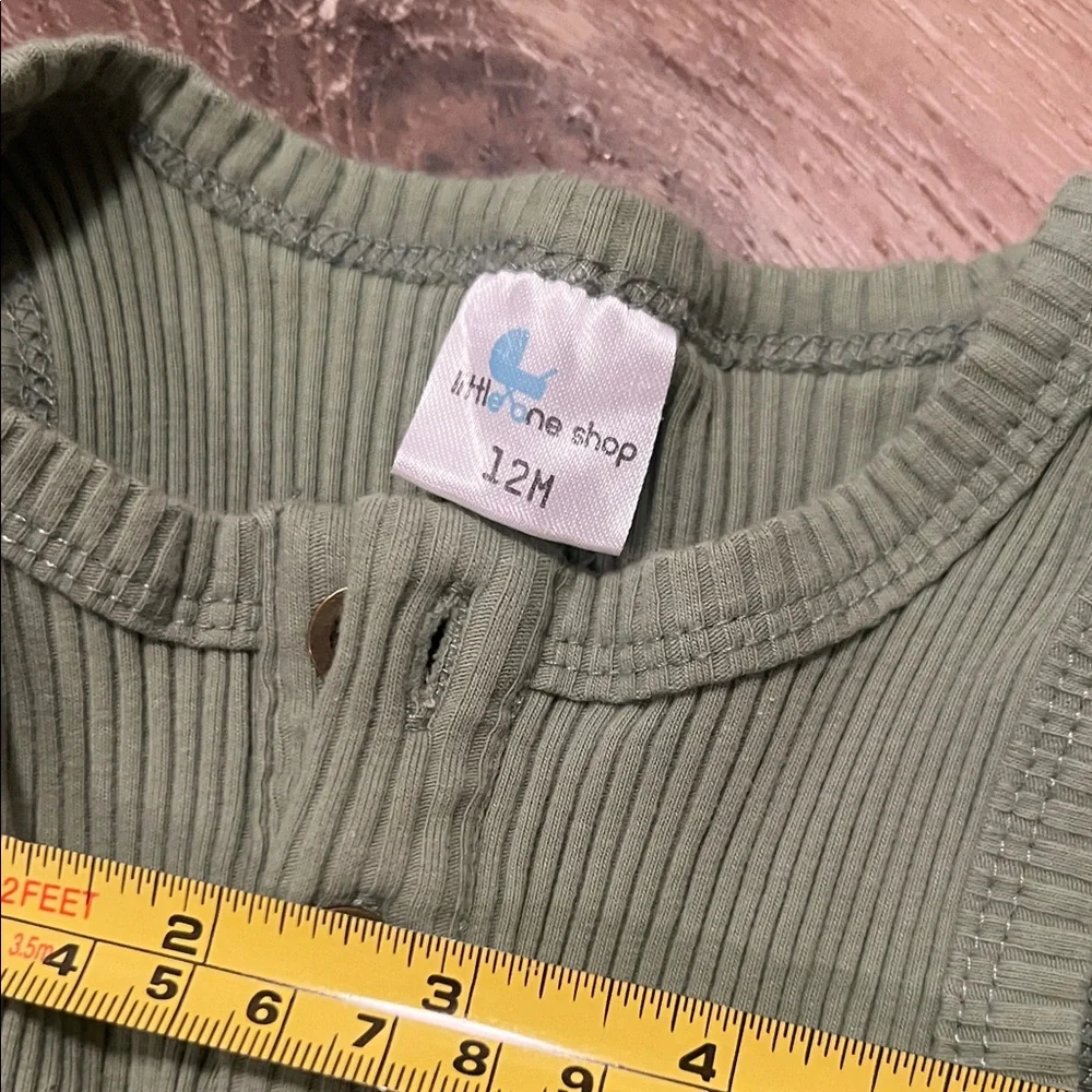 Green Ribbed Onesie little one shop and Cream Knit Romper cat & jack 12 month
